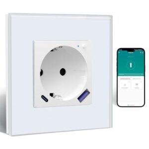 BSEED ZigBee Steckdose mit USB C 20W Schnellladegerät mit Verbrauchsmessung,Smart Steckdose Unterputz für Alexa/Google Home,Smart Wandsteckdose mit Strommessung 16A,1 Fach Weiß(Gateway Hub Bedarf)