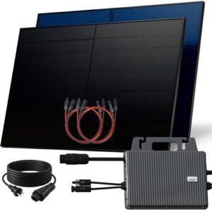 SUNNIVA 1000W Balkonkraftwerk BIFAZIAL FULLBLACK komplett Steckdose TSUN 800W Wechselrichter, PV Solaranlage, 2x 500W Glas-Glas Solarmodule, inkl. 5m Kabel, Bluetooth WIFI, Komplettset