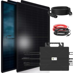 SUNNIVA 1840W Balkonkraftwerk BIFAZIAL FULLBLACK komplett Steckdose ASTRO-E 1600W Wechselrichter, PV Solaranlage, 4x 460W Glas-Glas Solarmodule, inkl. 5m Kabel, Bluetooth WIFI, Komplettset