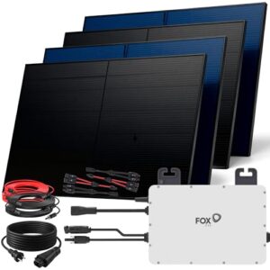SUNNIVA 2000W Balkonkraftwerk BIFAZIAL FULLBLACK komplett Steckdose FOX ESS 800W Wechselrichter, PV Solaranlage, 4x 500W Glas-Glas Solarmodule, inkl. 5m Kabel, Bluetooth WIFI, Komplettset