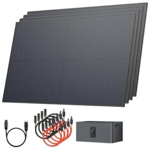 Solarway® All In One Balkonkraftwerk mit Speicher 2000W komplett Steckdose - 2,56 kWh Marstek Jupiter C Speicher - Solaranlage Komplettset - 500W bifaziale Solarmodule & Marstek Speicher