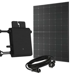 Balkonkraftwerk 460W Komplett-Set, Glas-Glas Solarmodul (bifazial) mit Hoymiles HM-400 Mikrowechselrichter, Full Black, TopCon, Schuko-Stecker mit 5 Meter Kabel- Mini-PV Anlage