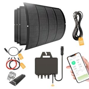 Balkonkraftwerk 800W_RC® MI2S-800D + 200W*4 Flexible Solarmodul + 5m AC Netzanschlusskabel + 1.2M/2M*2 DC Verlängerungskabel MC4 + Edelstahlbander, 0% MwSt