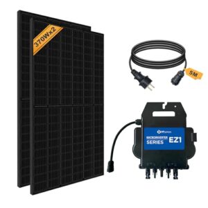 Balkonkraftwerk Set APsystems Mikrowechselrichter EZ1-M 800W mit Anschlusskabel und Luxen Solarmodul 370W*2, ideal für Mini PV Anlage