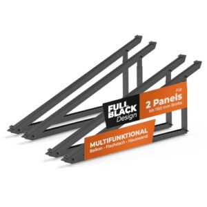 Solarway Balkonkraftwerk Halterung für Solarpanel | Balkon, Geländer, Fassade und Flachdach Befestigung für 2 Solarmodule Halterung Set | Neigungswinkel 20-35° | Schwarz