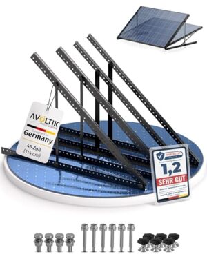 Avoltik Balkonkraftwerk Halterung 2er Set bis 114cm I Solarpanel Halterung für 2 Module I Verstellbar 0-90° I Ideal für Dach, Balkon & Boden