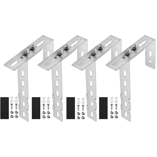 GETLITOOL 4×Solar Balkonkraftwerk Halterung 65-190MM Verstellbare Balkonhalterung für Solarmodule, Edelstahl 304 Balkon Haken Set, Solarpanel Halterung Kein Bohren zur Runde Eckig Balkongelände