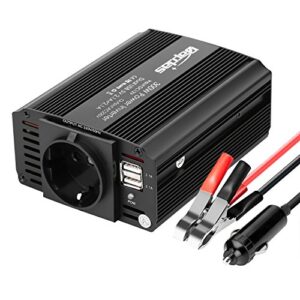 Bapdas 300W Kfz-Wechselrichter Spannungswandler DC 12 V auf AC 230 V, 220V inkl. USB-Anschlüssen (4,2 A)