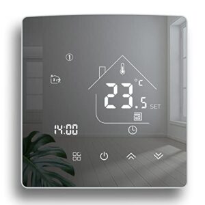 Beok Spiegelthermostat Heizungsthermostat Programmierbar Raumthermostat Digital Wandthermostat für Wassererwärmung Fußbodenheizung 3A TGR85WP Schwarz Non-WiFi