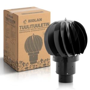 Biolan Windabsauger: Funktioniert ohne Strom, Moderner ventilator, Schwarz, 37 cm x 24,5 cm x 1,5 kg, Windbetrieben, Ideal für Trockentoiletten und andere Belüftungszwecke