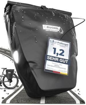 Büchel Fahrradtasche für Gepäckträger I 25.4 L - 100% Wasserdicht I mit Tragegriff und Schultergurt I fahrradtasche gepäckträger, gepäckträgertasche, Fahrrad Taschen hinten
