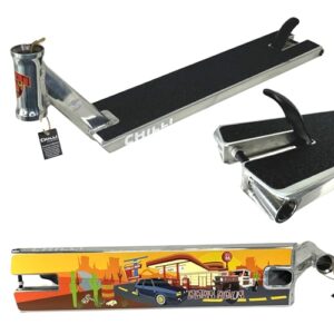 Chilli PRO Scooter Sign,Gary Ably Street 56cm x 13cm Stunt-Scooter Park I Hybrid I Deck I Trick I Tret I Roller I Zubehör I Ersatz I mit Griptape poliert Silber