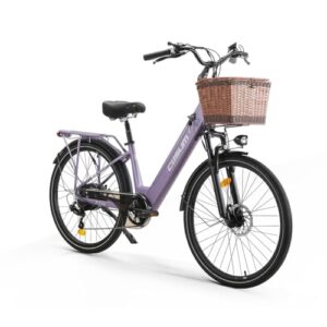 cysum X-City 26" Elektrofahrrad für Erwachsene, elektrisches Damenfahrrad, abnehmbarer 48 V 10,4 Ah Akku, Reichweite von 25 km/h und 80 km, Urban Commuter E-Bike (Lila)