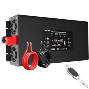 DATOUBOSS Wechselrichter 2000W/4000W 12V to 230V Pure Sine Wave Power Inverter mit Fernbedienung 2 EU Steckdosen, 3 USB, 1 Type-C Umwandler Spannungswandler für Auto,Wohnmobil, Kfz