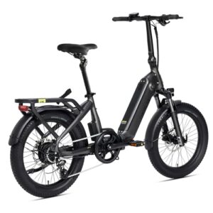 DERUIZ Peridot E-Bike-20 Zoll klapprad Elektrofahrrad, 250W 55N.m Hinterradmotor, 3" Fette Reifen,48V/500Wh Akku,11-32T, 8-Gang,Hydraulische Bremsen,Faltbares Pedelec-143 KM (Schwarz)