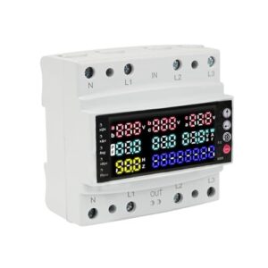 DewinLVD Stromzähler 3 phasen, Stromzähler Hutschiene Überspannungs-/Unterspannungsschutz, Smart Meter mit LCD-Anzeige AC 230V 100A