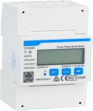 Stromzähler 3-Phasen 4-Draht Geeicht Drehstromzähler 220 / 380V 5-80A, Dreiphasen-Stromzähler, DTSU666 Vierdraht-Führungsschiene Typ Elektrizitätszähler Smart Meter für Stromrechnung