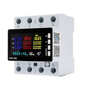 Wattive Stromzähler 3 Phasen 80A 220VAC 9 in 1 Drehstromzähler Hutschiene Stromzähler Hutschiene Digitaler Stromzähler Wattmeter Über-/Unterspannungsschutz usw.（NO Wlan)