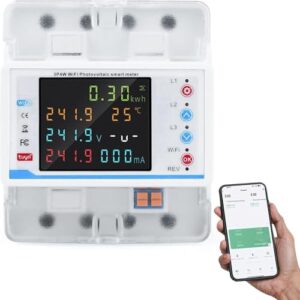 Jadeshay Stromzähler 3 Phase 4P 100A Drehstromzähler 3 Phasen Wlan Smart Meter Tuya WiFi Smart Circuit Breaker Über Unterspannungsschutz, Intelligenter Leistungsschalter mit Mehrfachschutz 380VAC(01)