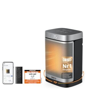 Dreo Smarter Heizlüfter Energiesparend Leise, 1500W PTC Kerarmik Heizung mit Thermostat, 3 Modi, 70° Oszillation, WLAN Alexa & Google Assistant Elektroheizung, Überhitzungs-Kippschutz, Heater314S