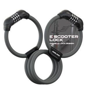 AMZLOCK E Scooter Schloss, Doppelschloss-Kabelschloss, Schloss für E Scooter mit 4-stelligem Code, Handschellenschloss für E-Scooter, Fahrrad und Roller