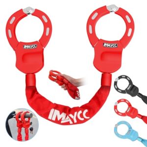 IMAYCC Neue E Scooter Schloss, Handschellenschloss mit Schlüssel, Schloss für E Scooter mit Gummi-Lock-Hülse, Fahrradschloss Hohe Sicherheit, Ideal für E Roller, Fahrrad, Kinderwagen(Rot)