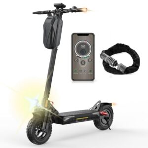 E Scooter mit Straßenzulassung, 10 Zoll Offroad Luftreifen mit Doppeltem Stoßdämpfungssystem, Akku 12,5 Ah 60–70 km Reichweite, LCD-Instrumententafel, Maximale Tragfähigkeit 150 kg, Smart APP