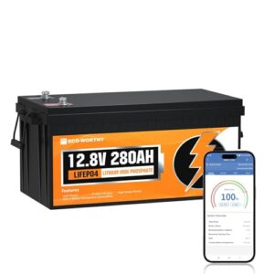 ECO-WORTHY LiFePO4 12V 280Ah Bluetooth mit 200A BMS Low Temperature Schutz und Max. 15000 Zyklens,3584Wh Autobatterie 12V für Wohnmobil,Solaranlage Komplettset,Boot
