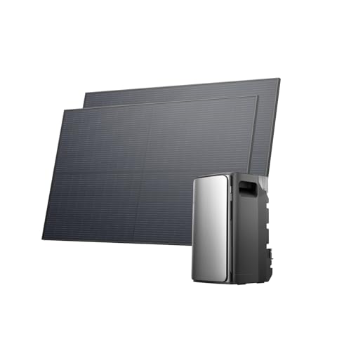 ECOFLOW STREAM Max Balkonkraftwerk mit Speicher 900W, 1,92kWh Speicher für Balkonkraftwerk, 2x 450W Solarpanel, 2300W Single AC-Anschlüsse, erweiterbar auf 11,52kWh, 6000 Ladezyklen, KI, Plug&Play