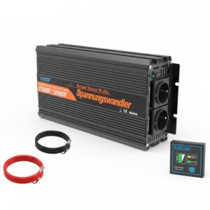 EDECOA 1500W Reiner Sinus Wechselrichter 12V auf 230V - Universal Batterie-kompatibel Lithium/AGM/Gel - 90% Effizienz - Fernbedienung & USB - 6-in-1 Schutz für Wohnmobile Camping 3000W Spitzenleistung
