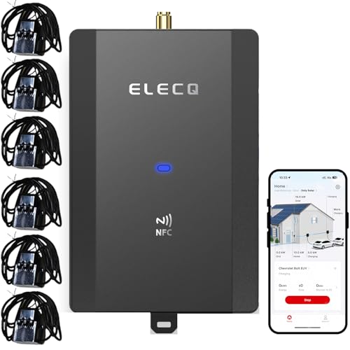 ELECQ Power Monitor mit 6 Stromwandlern | für einphasige und dreiphasige Systeme | Ermöglicht PV-Solaraufladung und aktives Lastmanagement | Funktioniert Home Wallbox-Ladestation