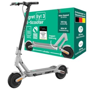 Egret Ey! 3 Faltbarer E-Scooter mit Straßenzulassung, 9" Luftbereifung + Federung, Reichweite bis 30 km, Blinker, App-Steuerung, maximale Zuladung 100kg