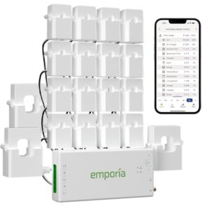 Emporia Vue 3 3-Phasen Smart Home Energy Monitor – Gerät zur Haus- und Gebäudeautomatisierung mit Echtzeit-Stromverbrauchsanzeige, Energiezähler, Solar- und Net-Metering mit 16 Stromkreissensoren