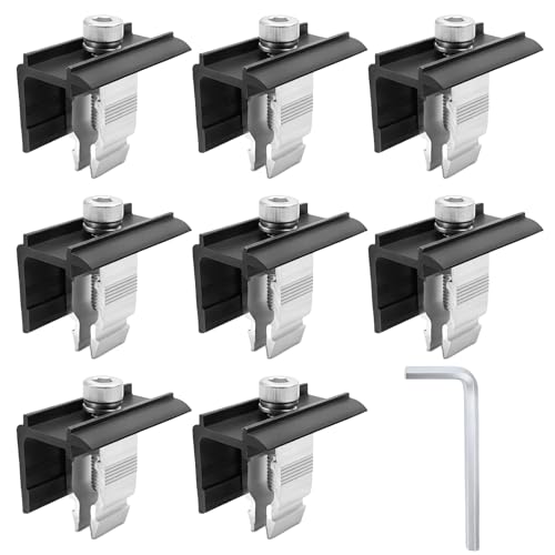 8 Stück Endklemme Halterung Balkonkraftwerk 30mm Befestigung Solarmodul Halterung Endklemme Verstellbare Befestigung Solarmodul Set für gerahmte Modulhöhe 30mm-45mm