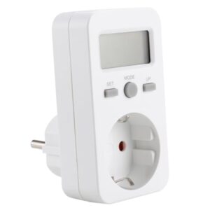 Kisangel Elektronische Energiemesssteckdose mit Großem LCD Spannungs Stromanzeige Energiemessgerät für Stromverbrauchsmessung Sichere Euro steckdose Einfach zu Bedienen Praktisches