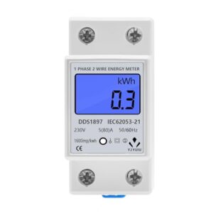 Einphasiger Energiezähler, LCD-Bildschirm Elektrischer Energiezähler, 2P 5(80) A Zähler für Hutschienenmontage, 220/230V, 50/60Hz