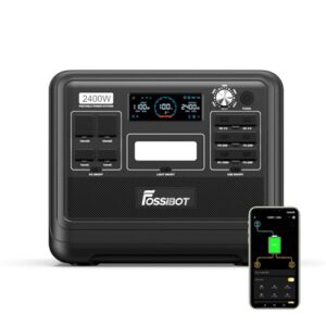 FOSSIBOT F2400 Solargenerator, Tragbare Powerstation 2048Wh LiFePO4 Batterie-Backup mit 2400W AC Ausgängen (4800W Peak), Power station für Outdoor-Camping, Wohnmobil-Reisen, Hausgebrauch