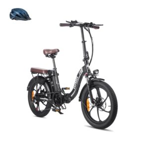 Fafrees F20 PRO E-Bike Klapprad Elektrofahrrad 20 Zoll Fatbike, 250W Motor 36V 18AH Akku, 20 * 3,0 Zoll Mountainbike Elektrofahrrad 40 Nm (Blauer Helm, Schwarz)