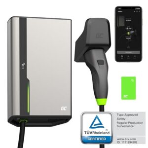 Green Cell GC HabuDen Wallbox 22kW 32A mit 7,5m Typ 2 Ladekabel - Intelligente Wallbox 11kW /22kW, Bluetooth & WiFi & NFC, Kompatibel mit Allen Elektroautos für Zuhause 22kW / 11kW / 7,2kW / 3,6kW