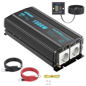 GIANDEL 1500W Wechselrichter Reiner Sinus 12V auf 230V KFZ Spannungswandler Power Inverter mit Fernbedienung und USB Anschlüsse für Wohnmobil LKW Auto