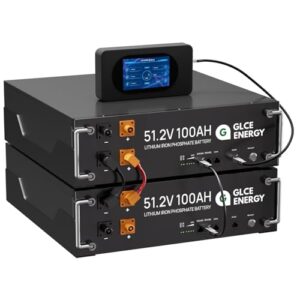 GLCE Energy 48V 100Ah LiFePO4 Lithium Batterie, Großer LCD-Bildschirm, Eingebautes 100A Smart BMS, 5120Wh Akku for RV, Solar, Energiespeicher für Zuhause（2 Pack）