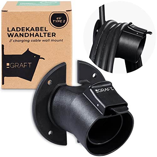 Graft Ladekabel Typ 2 Wandhalterung | Wandhalter für Elektroauto mit IEC 62196-2 Stecker | Zubehör für Type 2 Wallbox Ladestation inklusive Diebstahlsicherung für Kabel und Ladegerät