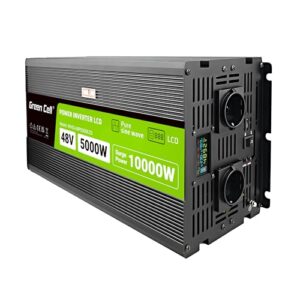 Green Cell LCD Spannungswandler 5000W/10000W 48V auf 230V Reiner Sinus Volt Spannungswandler Wechselrichter Konverter Pure Sine Wave Power PowerInverter DC AC Umwandler Stromwandler Wohnwagen Auto