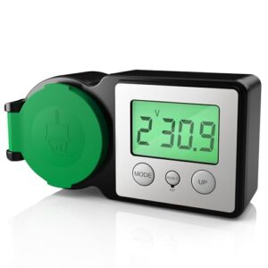 GreenSun Stromzähler für Steckdose Energiekostenmessgerät - Stromzähler für Balkonkraftwerk Einspeisezähler Outdoor IP44 Stromkostenmessgerät 5 Modi Einspeisemessgerät mit Hintergrundbeleuchtung