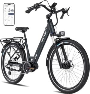 HITWAY BK32 Elektrofahrrad & E-Bike 26" x 2,35 Reifen, 36V 10,4Ah Akku, 25 km/h, 7-Gang, 60-70 km Reichweite, Federgabel, Scheibenbremsen – Ideal als Pendlerfahrrad für Damen und Herren