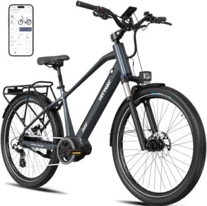 HITWAY BK33 E-Bike & Elektrofahrrad 26" x 2,35 Reifen, Aluminiumrahmen, 36V 10,4Ah Akku, 250W Mittelmotor, 25 km/h, 7-Gang, Unisex, Federgabel, Scheibenbremsen – Ideal als Pendlerfahrrad