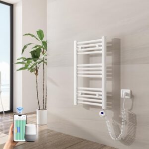 Heilmetz Badheizkörper Elektrisch mit Smart WiFi Heizstab 300W Leistung 700 x 400 mm Weiß Gerade Bad Heizkörper Handtuchwärmer Handtuchtrockner mit Thermostat Timer