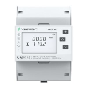 HomeWizard kWh Meter WLAN 3-Phasen, MID-zertifiziert, 35mm DIN-Schiene, 100A 230V, Einspeisezähler Solar Balkonkraftwerk, Grau