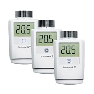 Homematic IP Smart Home Heizkörperthermostat 3er-Set, digitaler Thermostat Heizung, Heizungsthermostat, Steuerung per App, Alexa & Google Assistant, einfache Installation, Energie sparen, 140280A0
