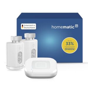 Homematic IP Access Point 2 + 2X Heizkörperthermostat – Pure, Smart Home, digitaler Thermostat Heizung, Steuerung per App, Alexa, Google Home, einfache Installation, Energie sparen